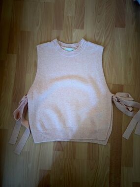 Olive Clothing Light Pink Knit Sweater Side Tie Vest